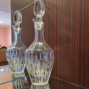 Vintage Heavy Crystal Glass Decanter 14" High 5" Wide